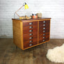 Vintage Industrial Reclaimed Iroko School Plan Chest