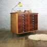 Vintage Industrial Reclaimed Iroko School Plan Chest