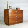 Vintage industrial reclaimed Iroko school plan chest - Restored to order