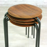 Set of four vintage school teak stacking stools