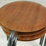 Set of four vintage school teak stacking stools