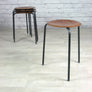Set of four vintage school teak stacking stools
