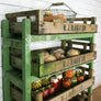Rustic Shoe Trolley Shelving *Green* Retail Shop Display