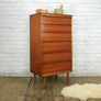 Vintage Rosewood & Teak Tallboy Chest of Drawers