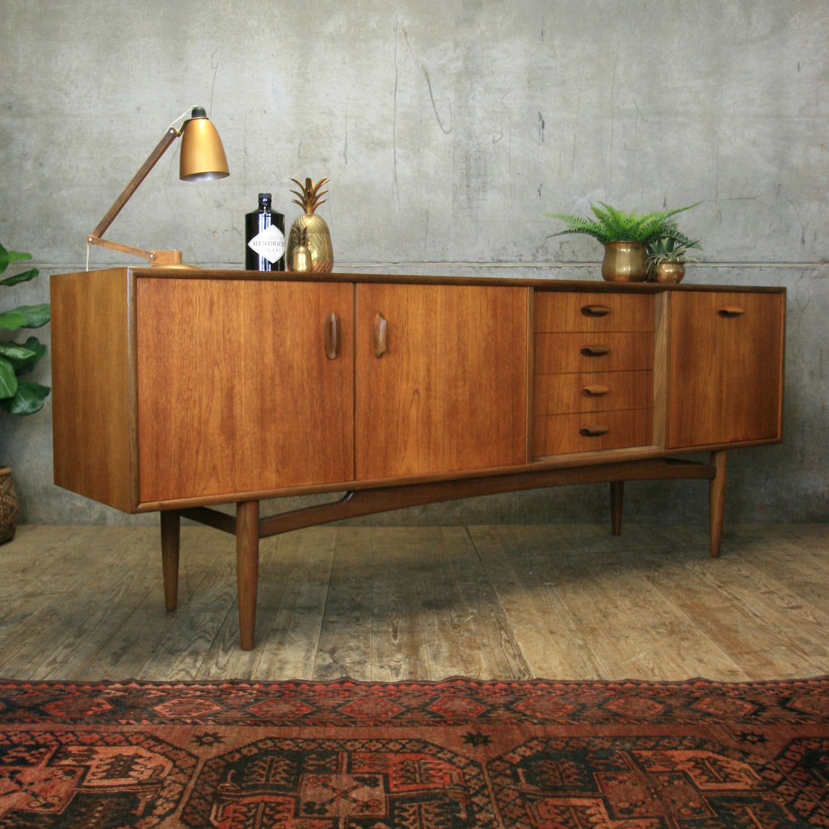 Mid Century GPlan Large Teak Sideboard 0119m Mustard Vintage