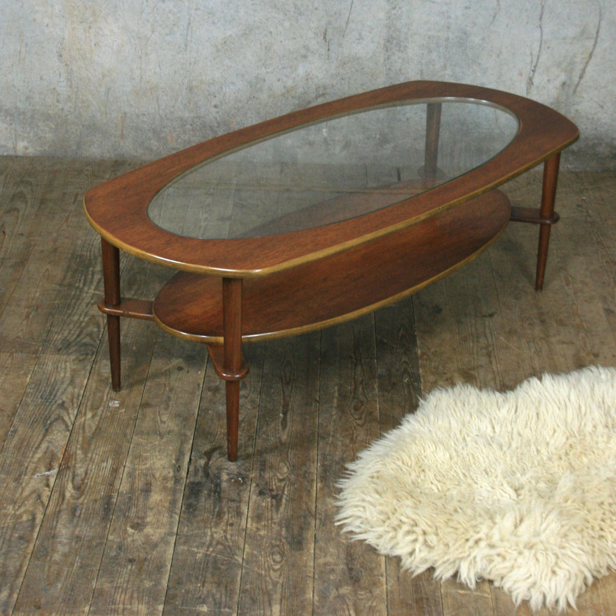 Teak Mid Century Oval Coffee Table – Mustard Vintage