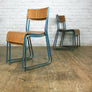 A Set of Four (4) Vintage Tubular Steel Stacking Chairs - BLUE
