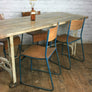 A Set of Four (4) Vintage Tubular Steel Stacking Chairs - BLUE
