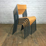 A set of 4 x Vintage Tubular Steel Junior School Stacking Chairs - BLUE