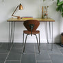 Reclaimed Hairpin Desk / Table - Yellow Top/Steel Legs