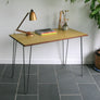Reclaimed Hairpin Desk / Table - Yellow Top/Steel Legs