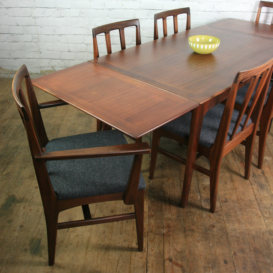 **For Jolene** Vintage Younger Fonseca Extending Dining Table & 6 x dining chairs all newly upholstered