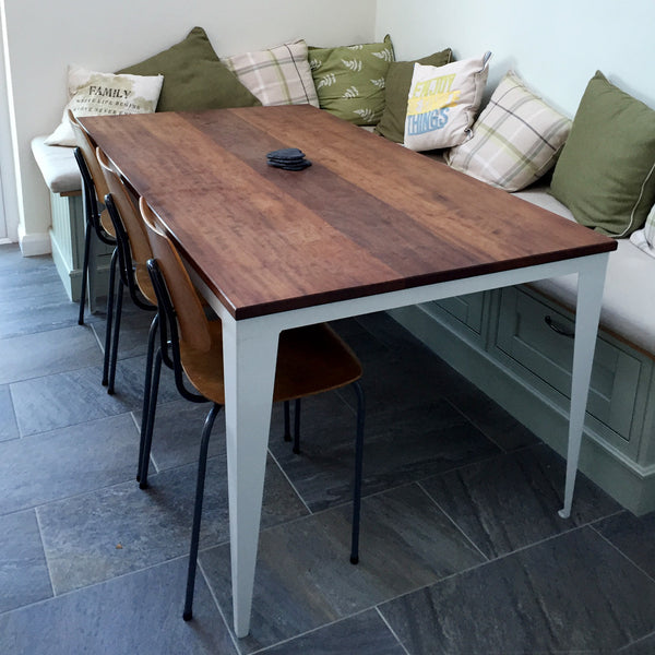 Bespoke 'Foundry' steel & Iroko dining table