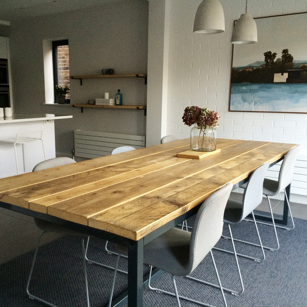 Bespoke 'Harnall' dining table and matching shelves