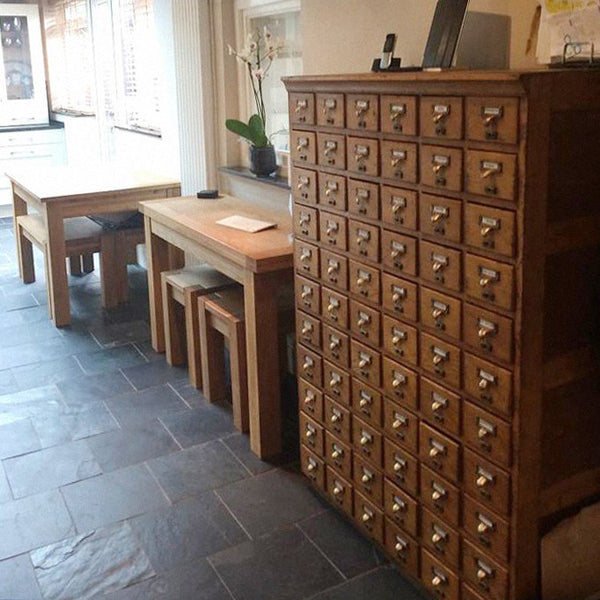 Vintage oak library index cabinet