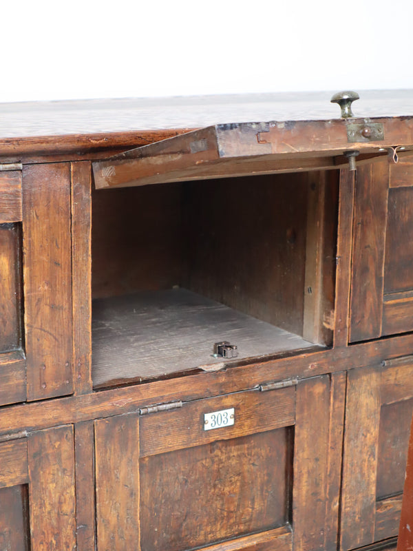 Antique Pitch Pine School Storage Cabinet Lockers 2208f