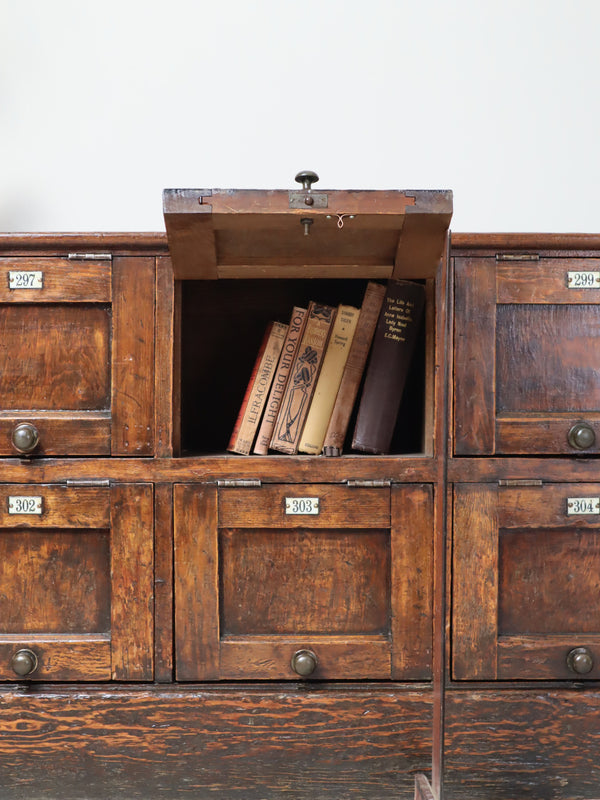 Antique Pitch Pine School Storage Cabinet Lockers 2208f