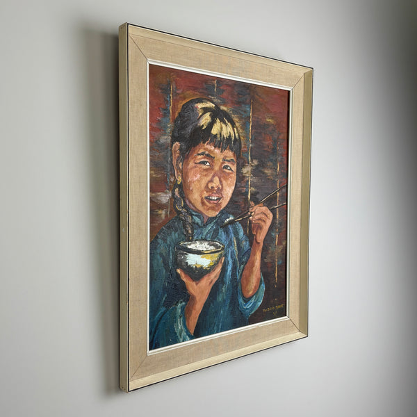 Girl at Supper – Vintage Mid-Century Portrait Painting