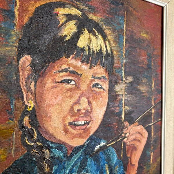 Girl at Supper – Vintage Mid-Century Portrait Painting