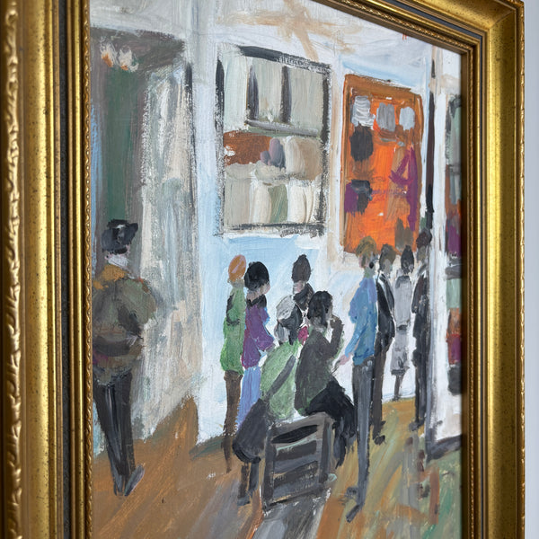 At the Gallery - Vintage oil painting on board