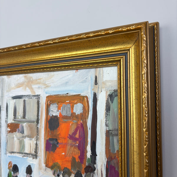 At the Gallery - Vintage oil painting on board