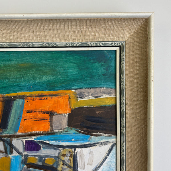 The Abstract Fish - Mid Century Modern Oil on Board