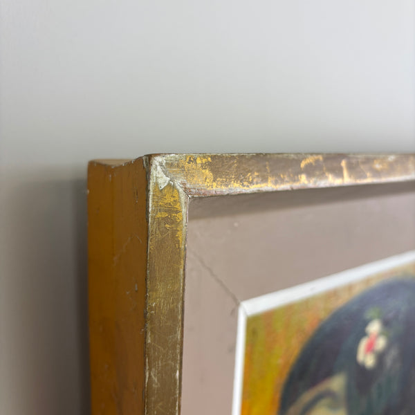 'Haru Yanai' - Original Mid-Century Oil Portrait in Period Frame