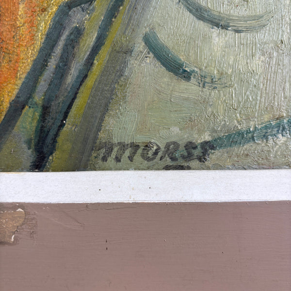 'Haru Yanai' - Original Mid-Century Oil Portrait in Period Frame