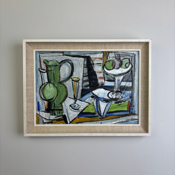 The Modern Table - Original Vintage Modernist Still Life in Period Frame