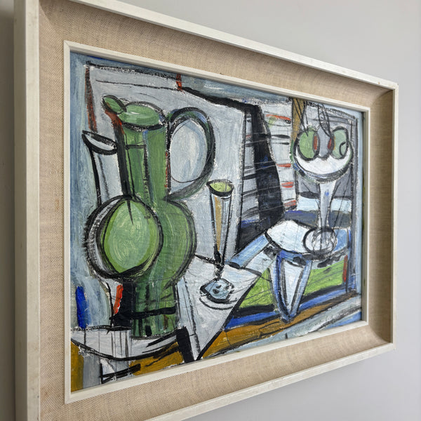 The Modern Table - Original Vintage Modernist Still Life in Period Frame