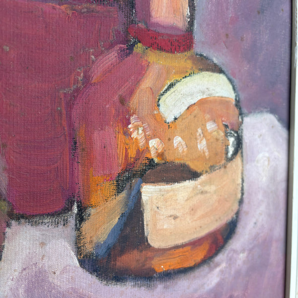 Still Life in Plum - Vintage Mid Century Oil Painting