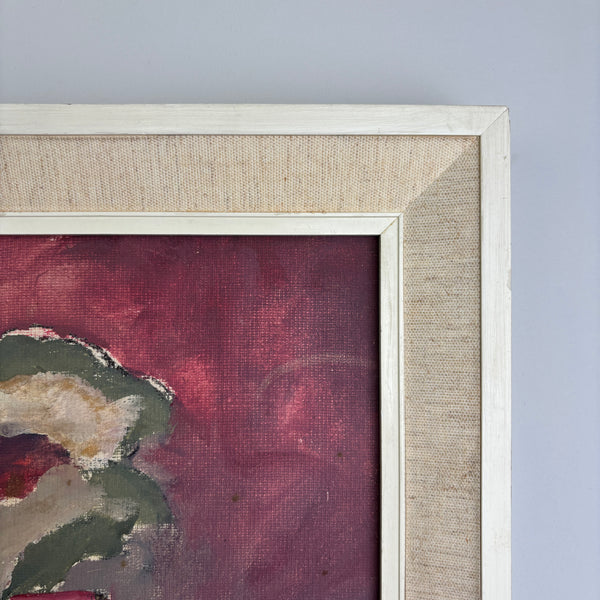 Still Life in Plum - Vintage Mid Century Oil Painting