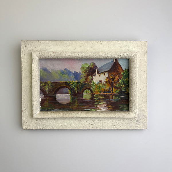 The Old Stone Bridge at Quimperlé, Brittany – Vintage French Oil Painting