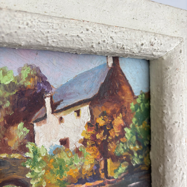 The Old Stone Bridge at Quimperlé, Brittany – Vintage French Oil Painting