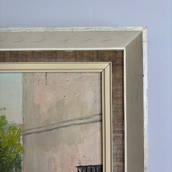 The Whitewashed Village - Vintage oil on canvas