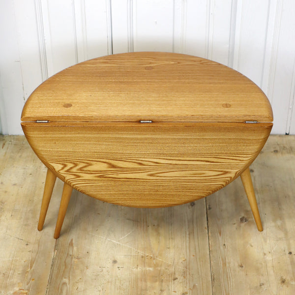 Ercol Drop Leaf Model 308 Round Coffee Side Table 0111d