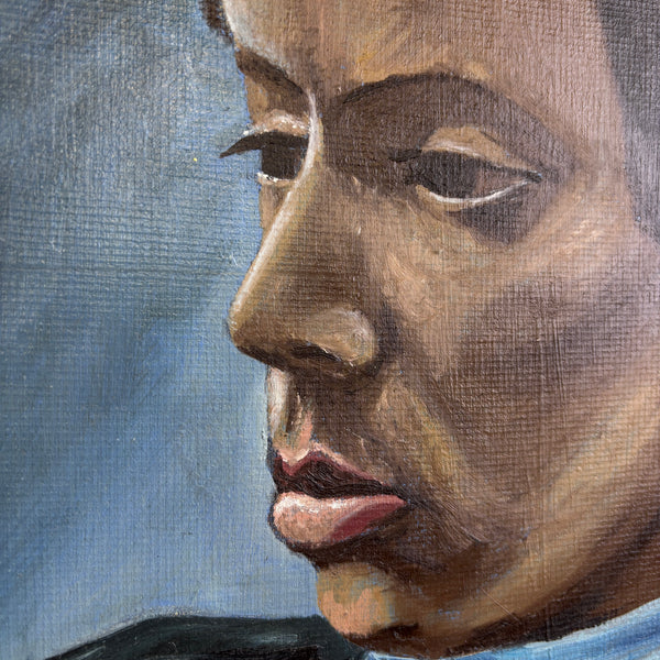 Woman in Blue - Vintage Mid-Century Portrait Painting