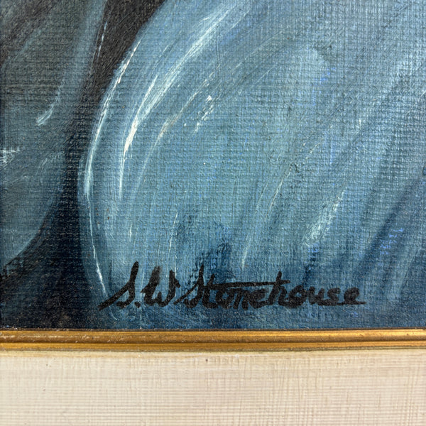 Woman in Blue - Vintage Mid-Century Portrait Painting