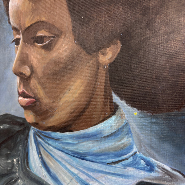 Woman in Blue - Vintage Mid-Century Portrait Painting