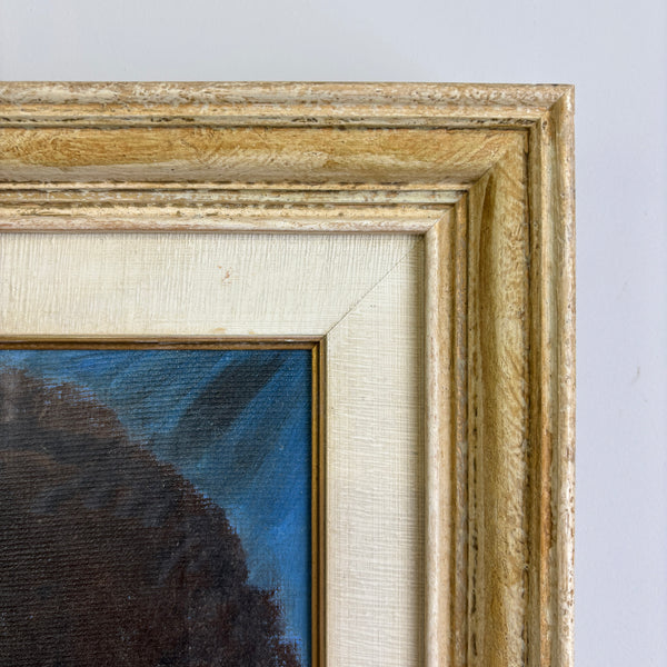 Woman in Blue - Vintage Mid-Century Portrait Painting
