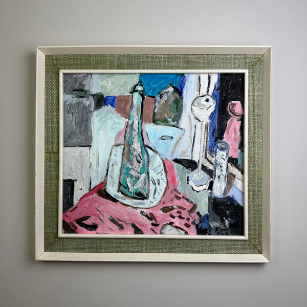 The Pastel Table - Vintage Mid-Century Abstract Still Life Painting