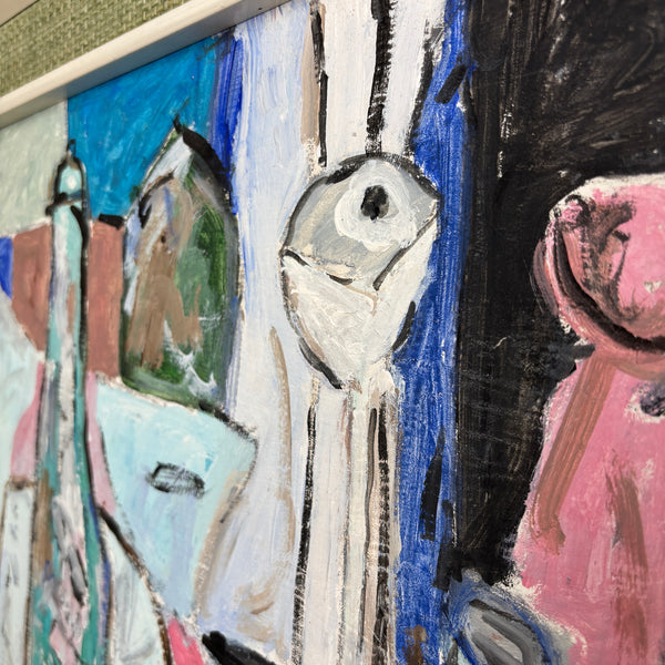 The Pastel Table - Vintage Mid-Century Abstract Still Life Painting