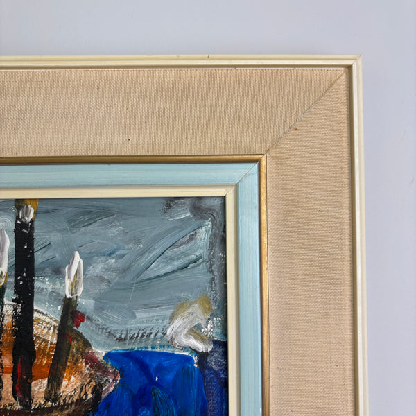 The Red Table – Vintage Mid-Century Oil Painting