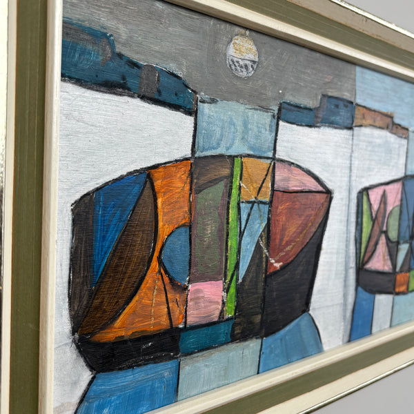 Mousehole Boats – Original Vintage Modernist Painting