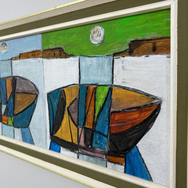 Mousehole Boats – Original Vintage Modernist Painting