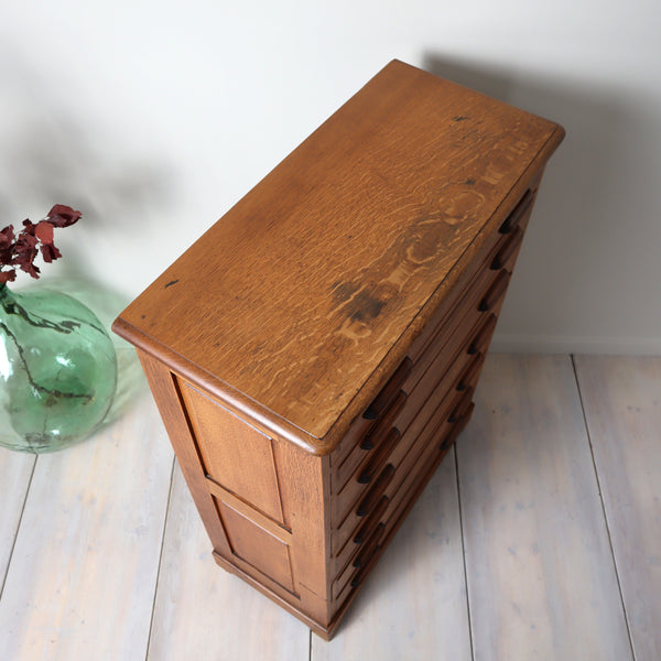 Vintage Oak Apothecary Haberdashery Drawers.