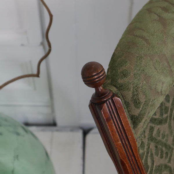 Antique Walnut Steamer Upholstered Armchair 0312b