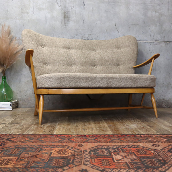 Rare Mid Century Ercol 'Model 312' Boucle Wingback Sofa - 1708l
