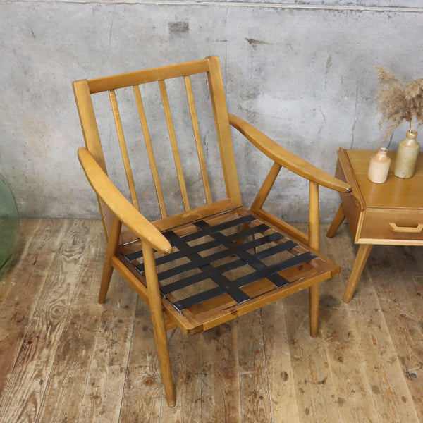 Mid Century Boucle Boomerang Armchair (Two of a Pair) 0110f