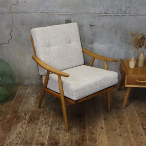 Mid Century Boucle Boomerang Armchair (Two of a Pair) 0110f